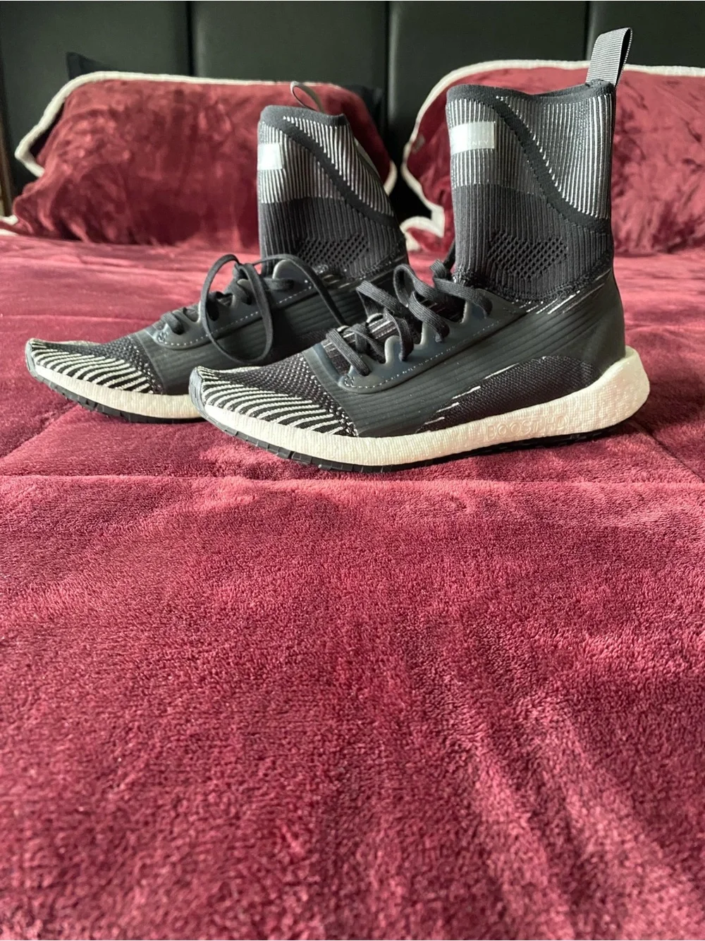 adidas Black High-Top Athletic Sneakers with White Midsole